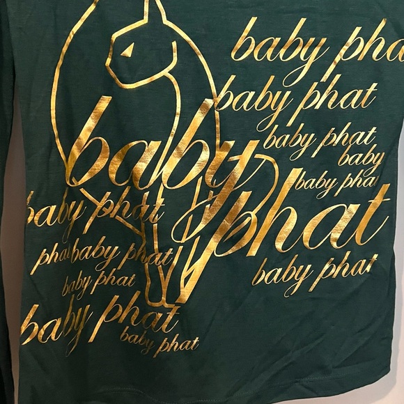 Baby Phat Long Sleeve Graphic Top-Green & Gold - Picture 6 of 6